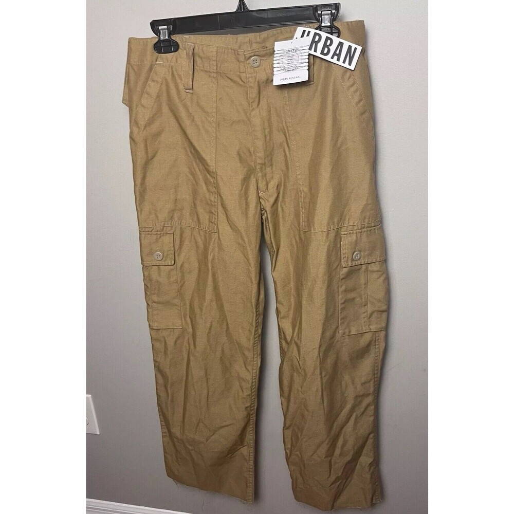 Urban Renewal High Rise Cargo Pants Womens 32 Khaki Urban Outfitters New Raw Hem